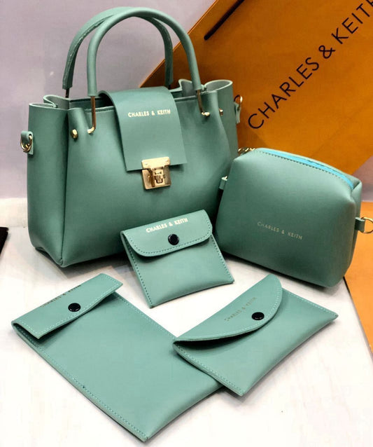 Charles & Keith Branded II 5 Pcs Bag Set - Light Green Colour