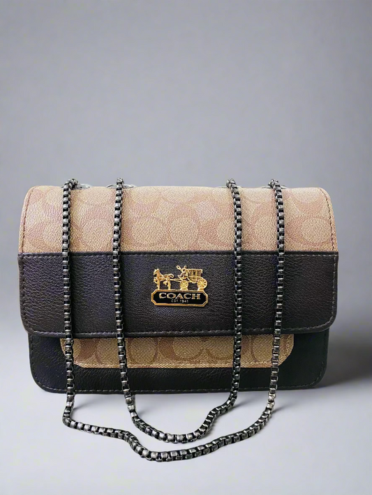 Coach Branded Crossbody Bag - Beige Brown Premium Edition